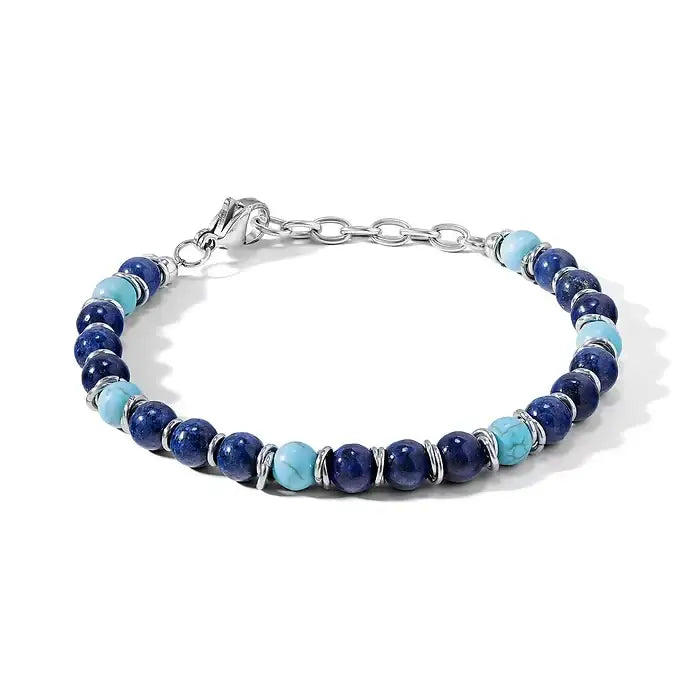 Bracciale Uomo acciaio agata blu e turchese COMETE|bonini-gioielli
