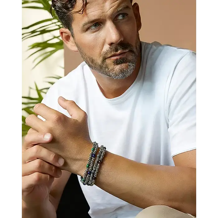 Bracciale Uomo acciaio e lapislazzuli blu COMETE|bonini-gioielli