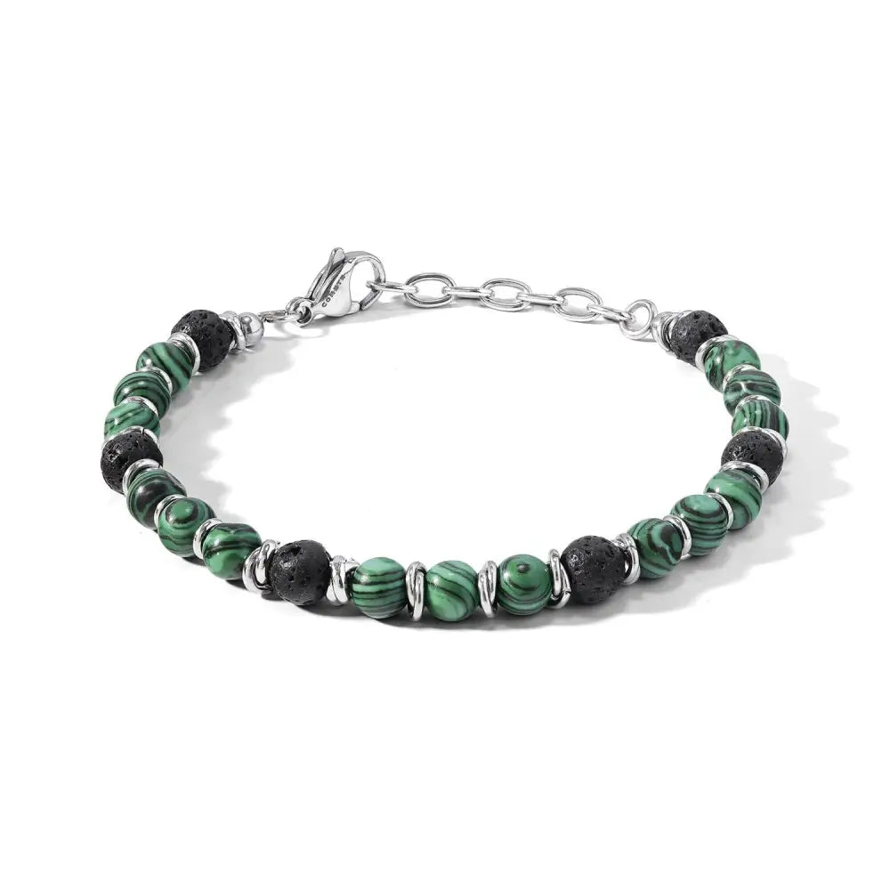 Bracciale Uomo acciaio, malachite e pietra lavica District UBR 1144 COMETE|bonini-gioielli
