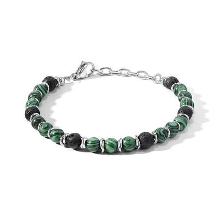 Bracciale Uomo acciaio, malachite e pietra lavica District UBR 1144 COMETE|bonini-gioielli