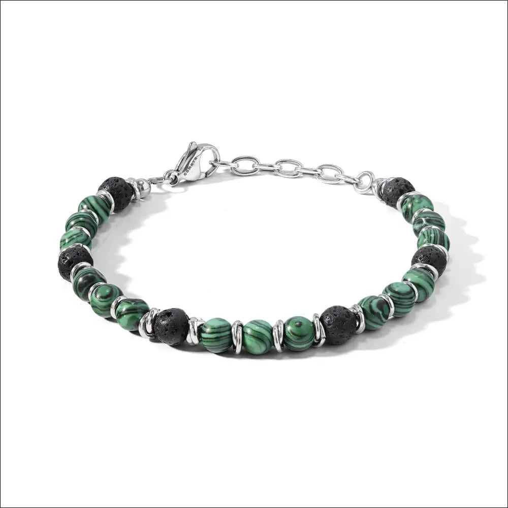 Bracciale Uomo acciaio, malachite e pietra lavica District UBR 1144 COMETE|bonini-gioielli