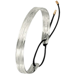 Bracciale uomo argento Desideri BJ0543 BREIL MILANO con bangle testurizzato e corda nera