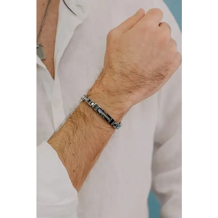 Bracciale uomo COMETE acciaio e diamanti UBR 366 Diamonds Label|bonini-gioielli