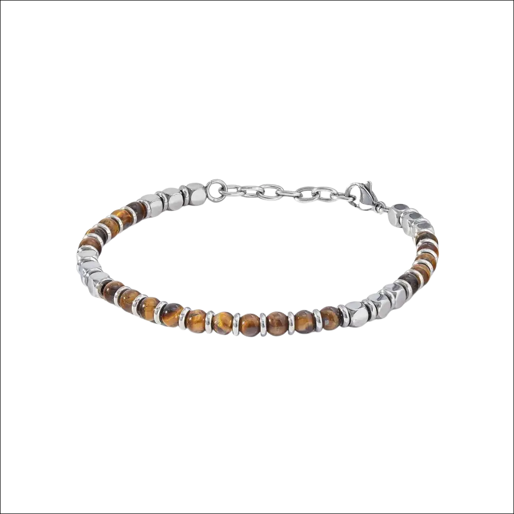 Bracciale uomo Comete acciaio e occhio di tigre UBR 1104 con chiusura catena