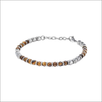 Bracciale uomo Comete acciaio e occhio di tigre UBR 1104 con chiusura catena