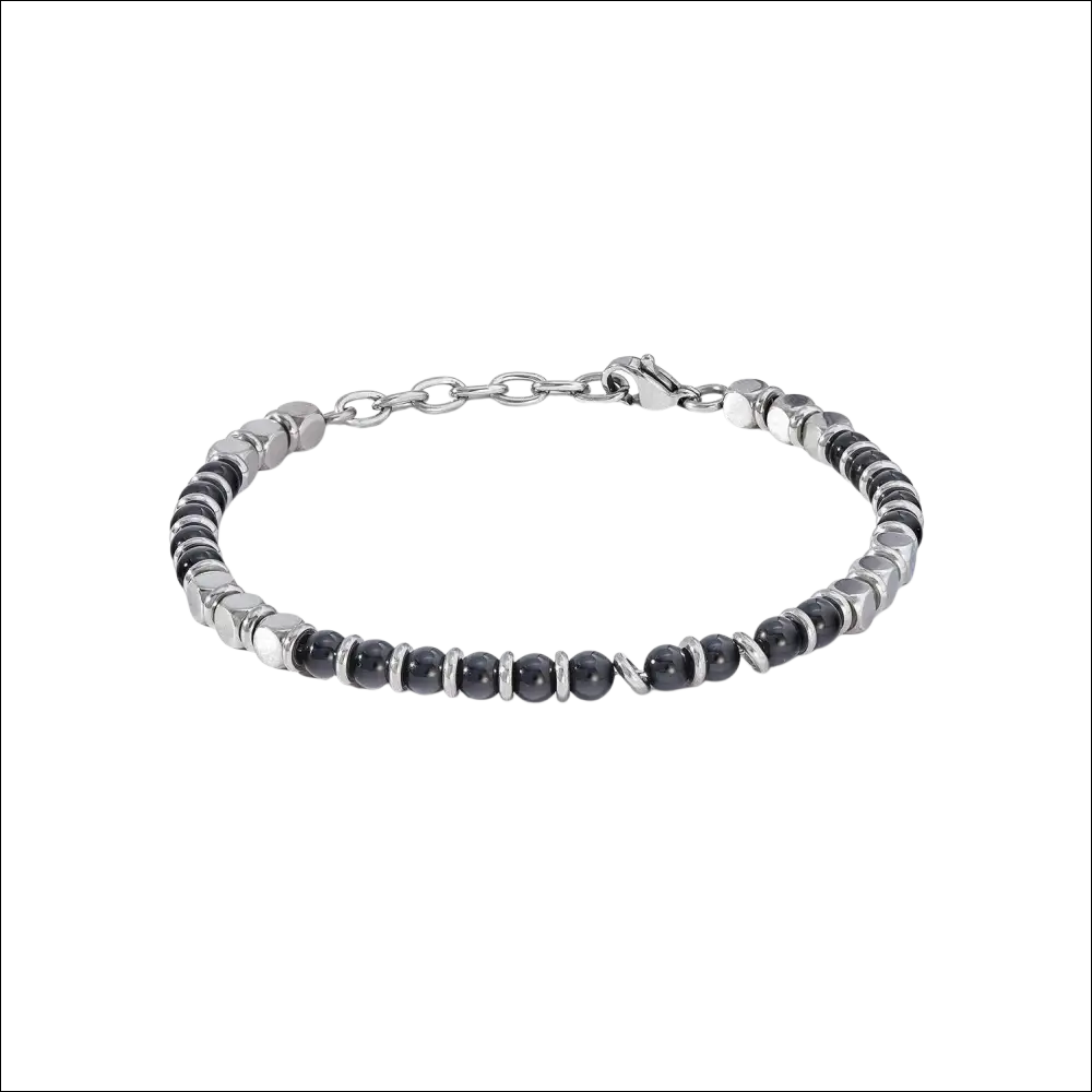 Bracciale Uomo Comete Acciaio e Onice District UBR 1103 silver-toned beaded