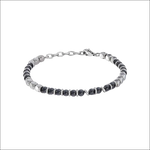 Bracciale Uomo Comete Acciaio e Onice District UBR 1103 silver-toned beaded