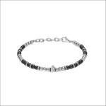Bracciale uomo Comete acciaio e onice nera District, argento e nero con centro diamanti