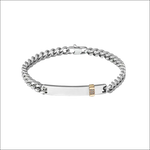 Bracciale Uomo COMETE Acciaio Elegant UBR 1154 catena argento con placca oro e pietre