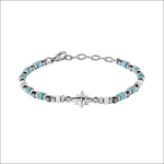 Bracciale uomo Comete acciaio Navy UBR 1263 con perline turchesi nere e stella
