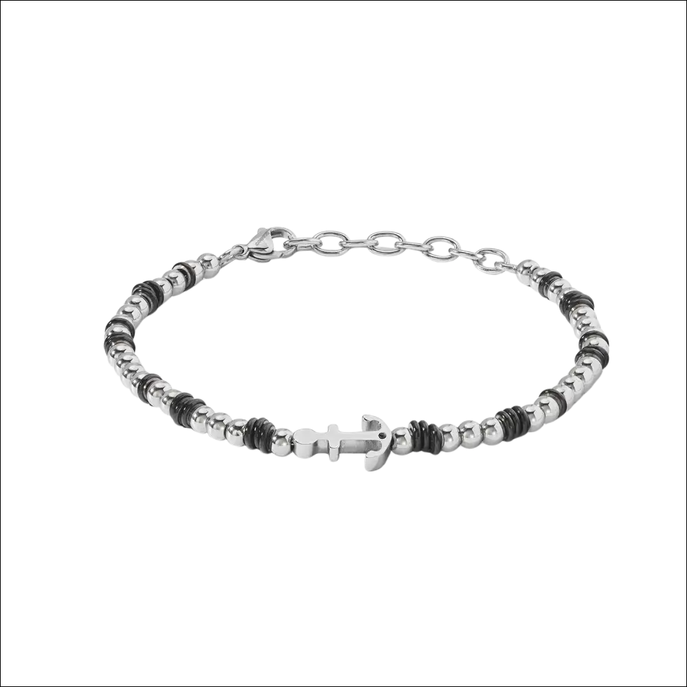 Bracciale uomo COMETE Acciaio Navy UBR 1267 con charm ancora argento