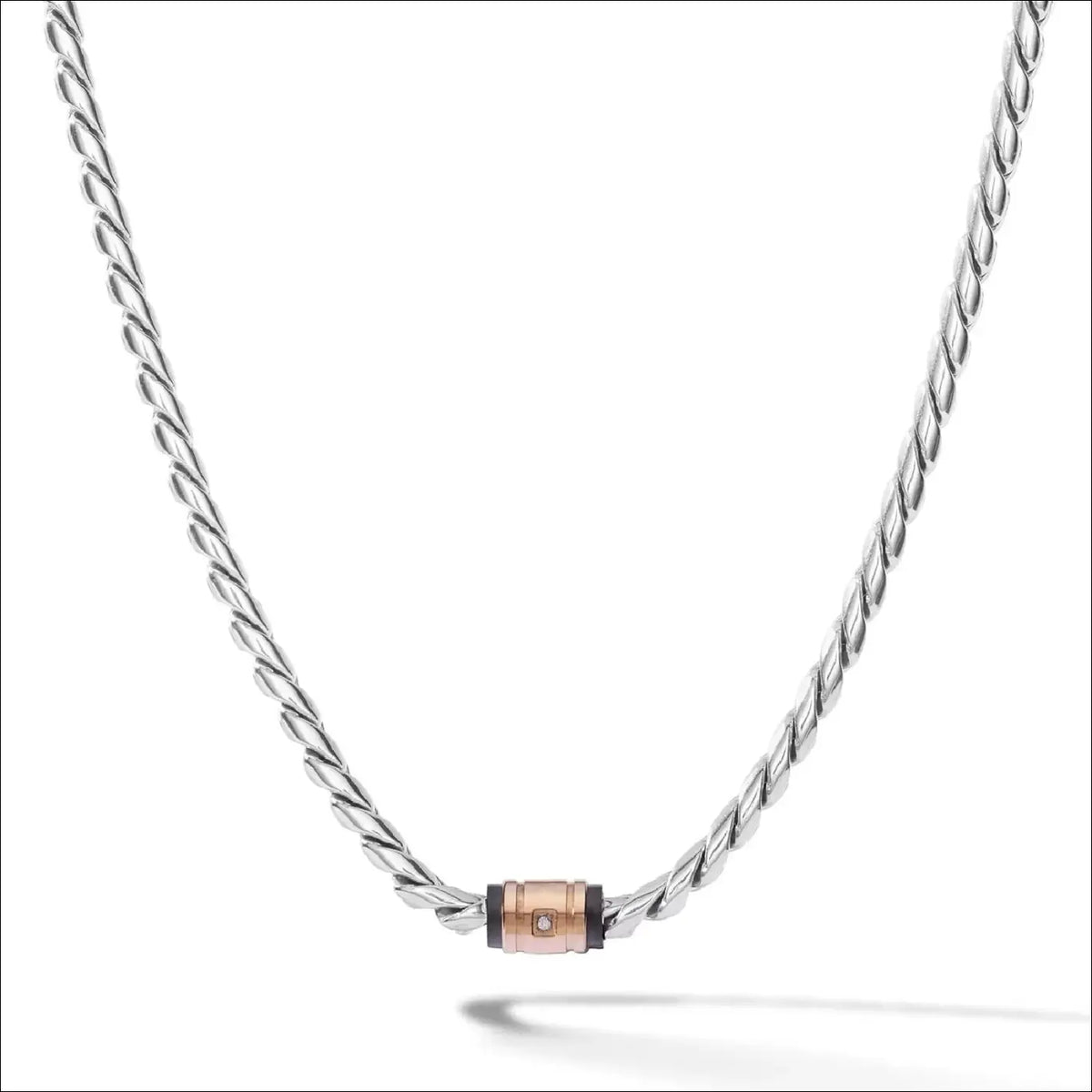 Girocollo Uomo Comete acciaio, PVD rosé e diamante UGL 773|bonini-gioielli