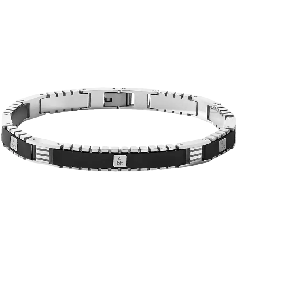 Bracciale Uomo Comete Gioielli Acciaio con link rettangolari neri e argento