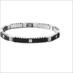 Bracciale Uomo Comete Gioielli Acciaio con link rettangolari neri e argento