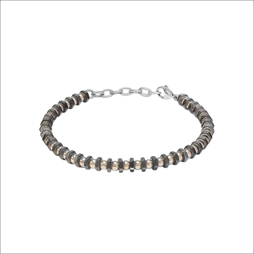 Bracciale uomo Comete District Acciaio Nero e Rosa UBR 1168, due toni metallici