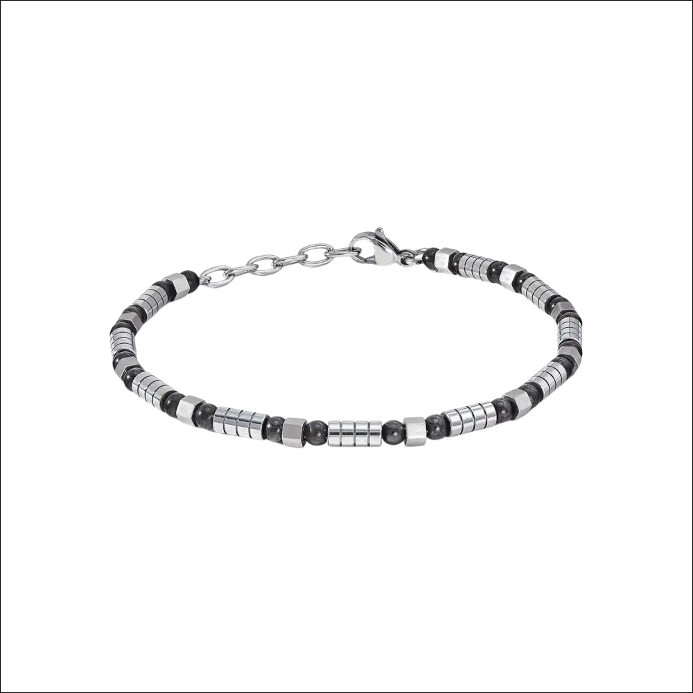 Bracciale Uomo COMETE District UBR 1107 argento e nero con chiusura metallica