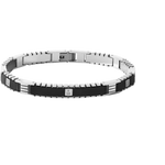 Bracciale Uomo Comete Gioielli Acciaio con link rettangolari neri e argento