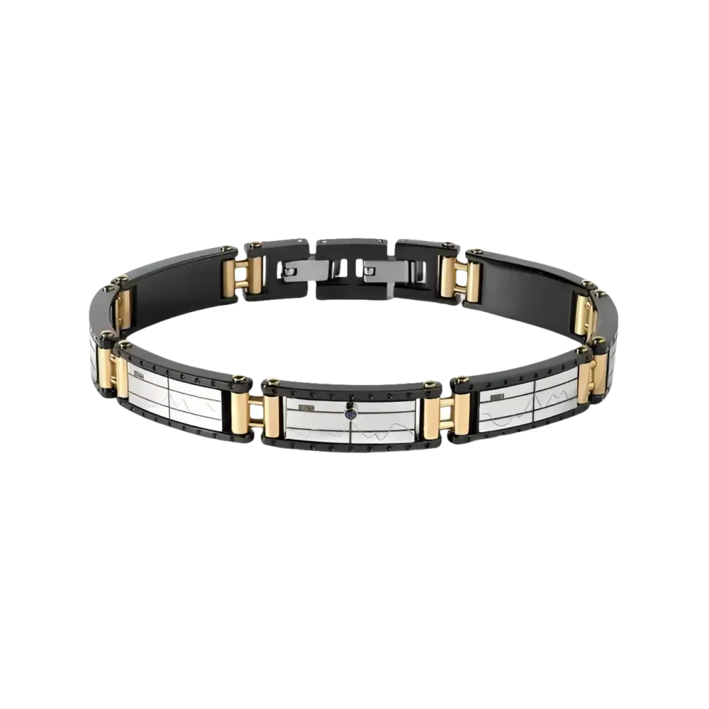 Bracciale Uomo Comete Gioielli Traguardi Scala la Vita con design bicolore e incisioni