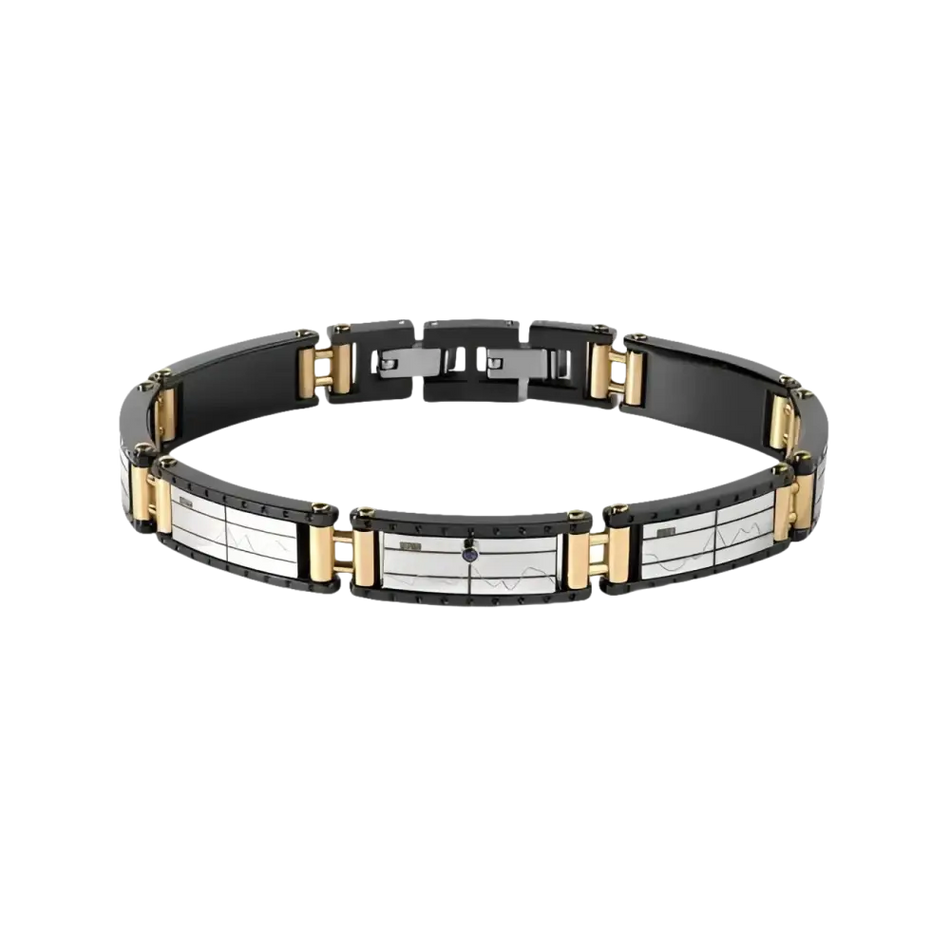 Bracciale Uomo Comete Gioielli Traguardi Scala la Vita con design bicolore e incisioni