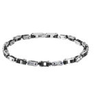Bracciale Uomo Comete Gioielli Traguardi UBR 734 in acciaio inox e ceramica nera con dettagli blu