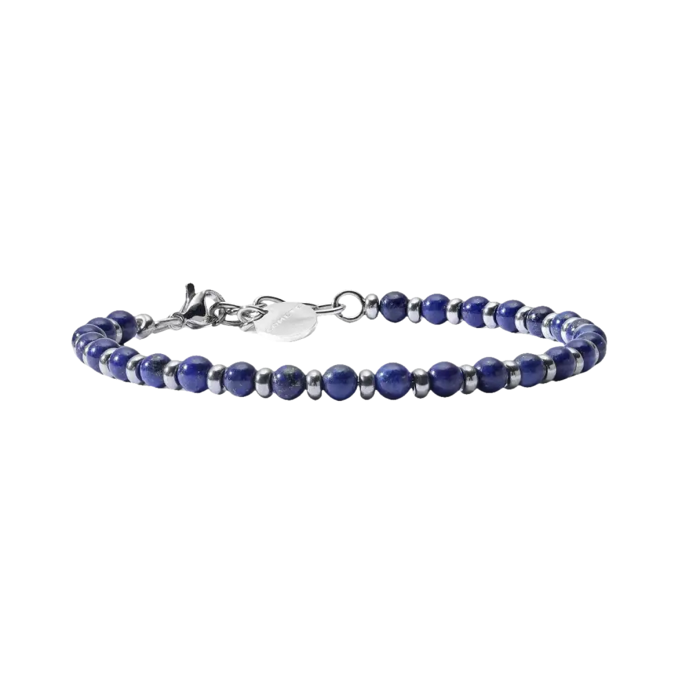 Bracciale uomo COMETE lapislazzuli District UBR 922 con perle blu e accenti argento