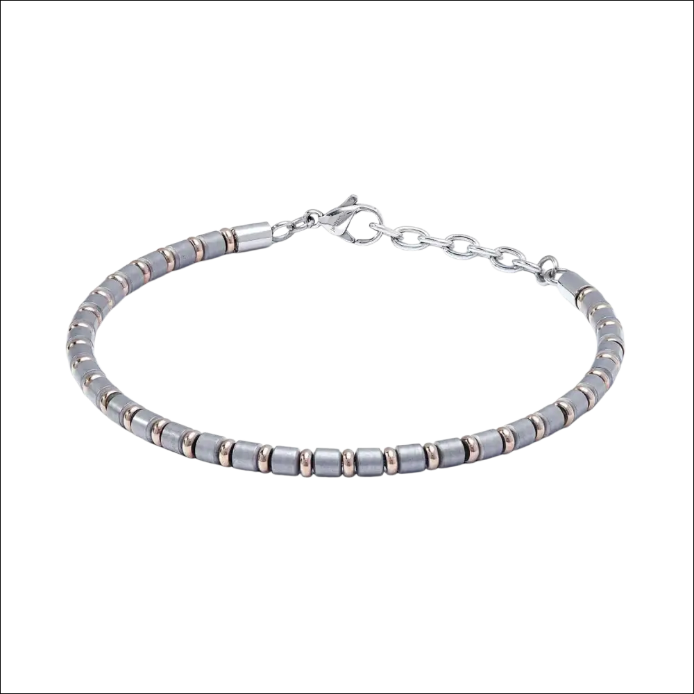 Bracciale Uomo Comete Mineral in acciaio ed ematite silver-toned