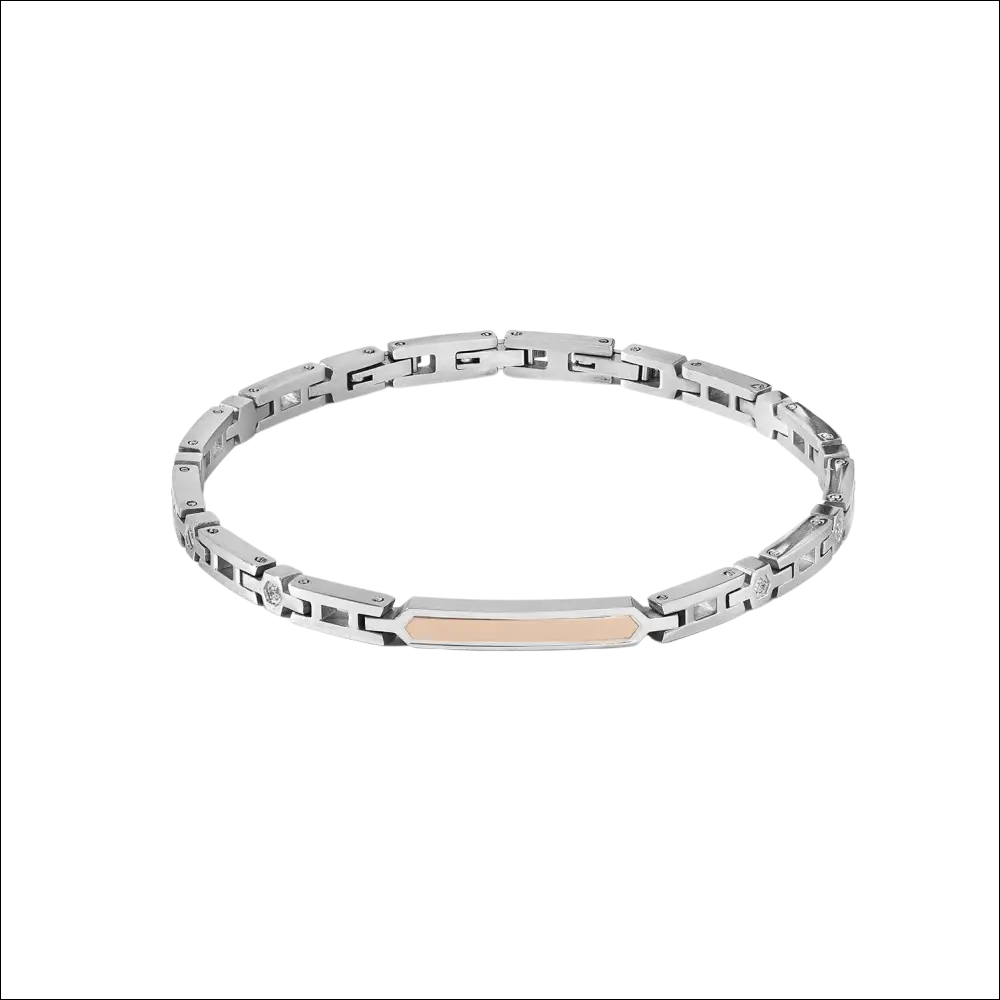 Bracciale Uomo Comete Oro Rosé UBR 1110 due toni argento e oro rosa