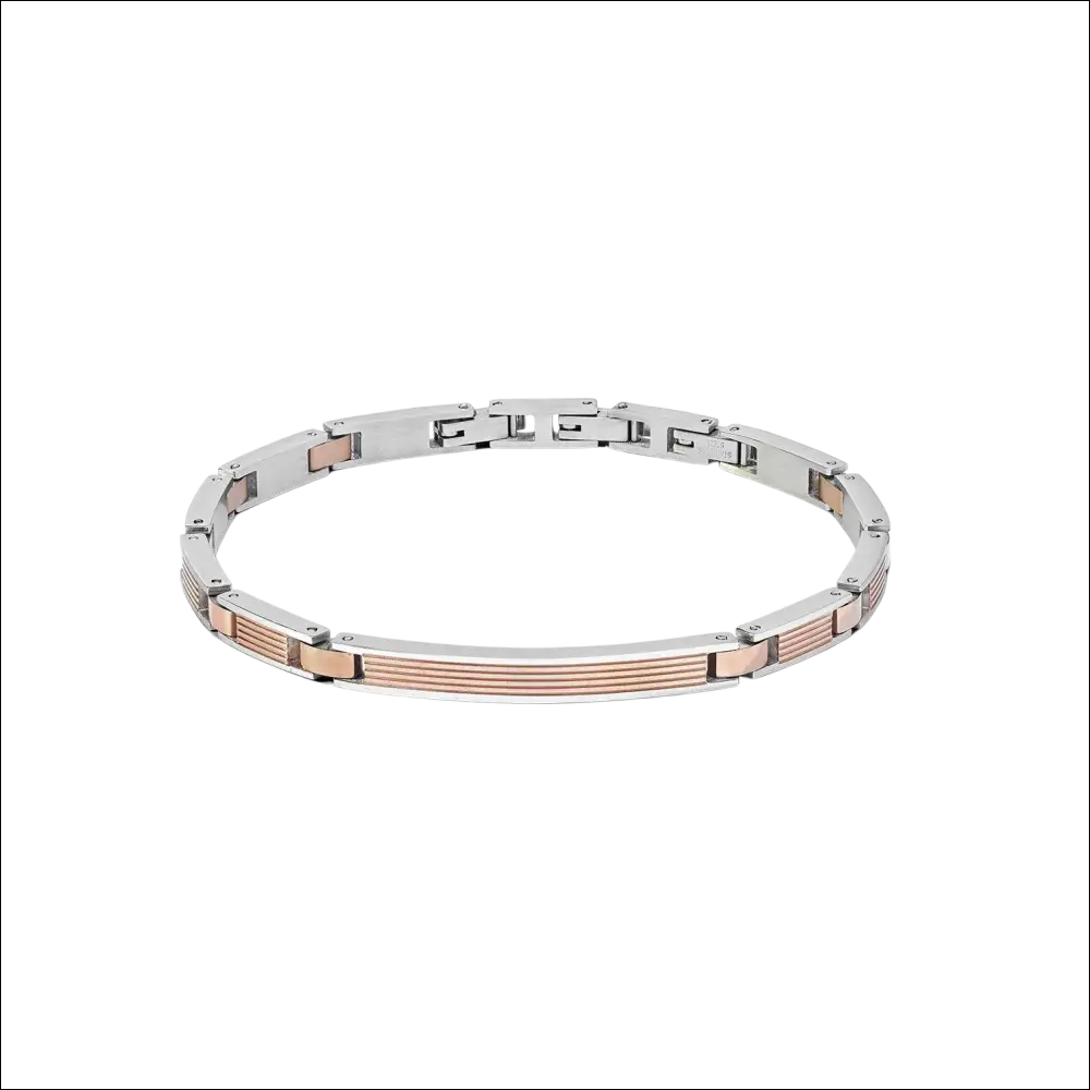 Bracciale Uomo Comete Texture Acciaio Rosé due toni acciaio rosé elegante