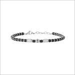 Bracciale Uomo Comete UBR 885 Onice e Acciaio con perline nere e accenti in argento
