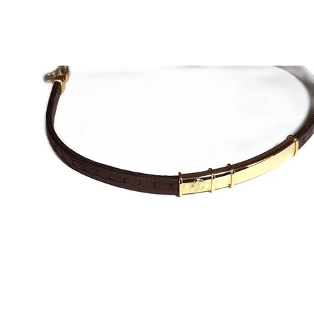 bracciale uomo oro giallo 750/1000 e cuoio UNOAERRE|bonini-gioielli