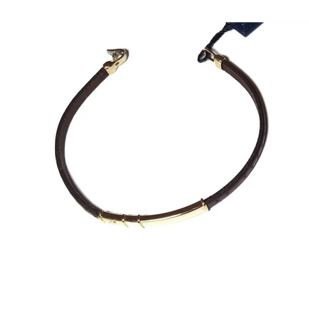 bracciale uomo oro giallo 750/1000 e cuoio UNOAERRE|bonini-gioielli