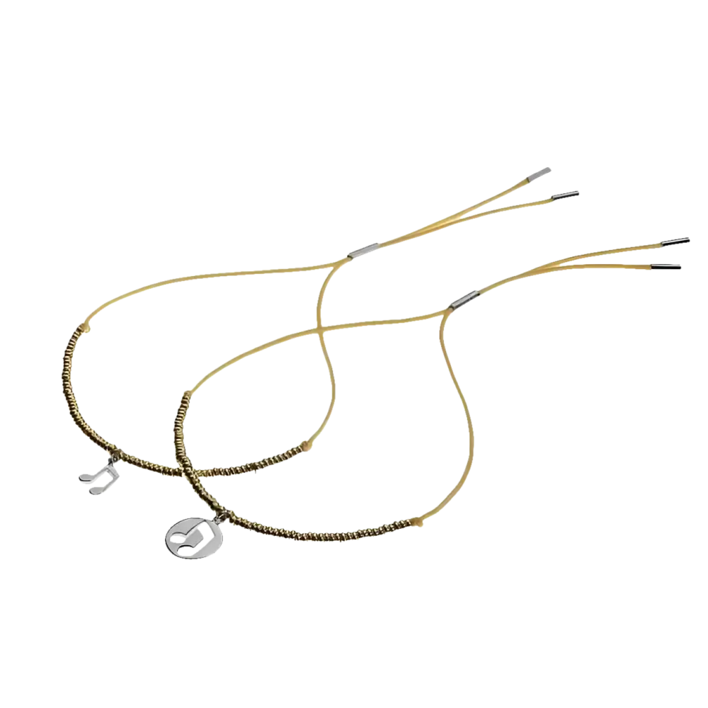 Due collane con perline e charms a forma di nota musicale per coppia WeShare