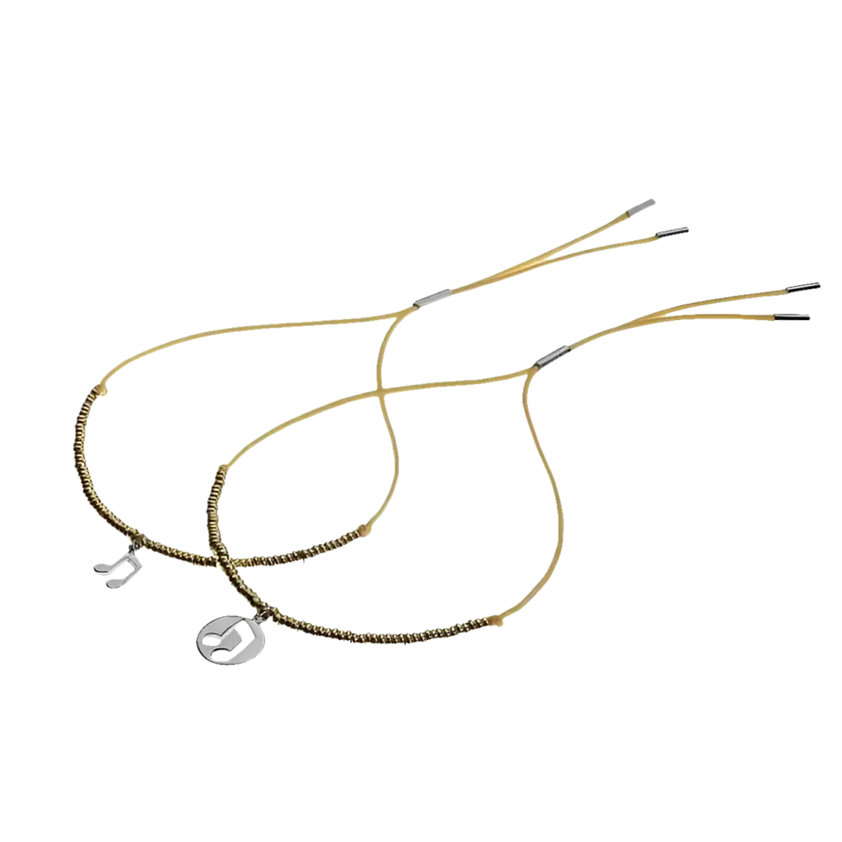 Due collane con perline e charms a forma di nota musicale per coppia WeShare
