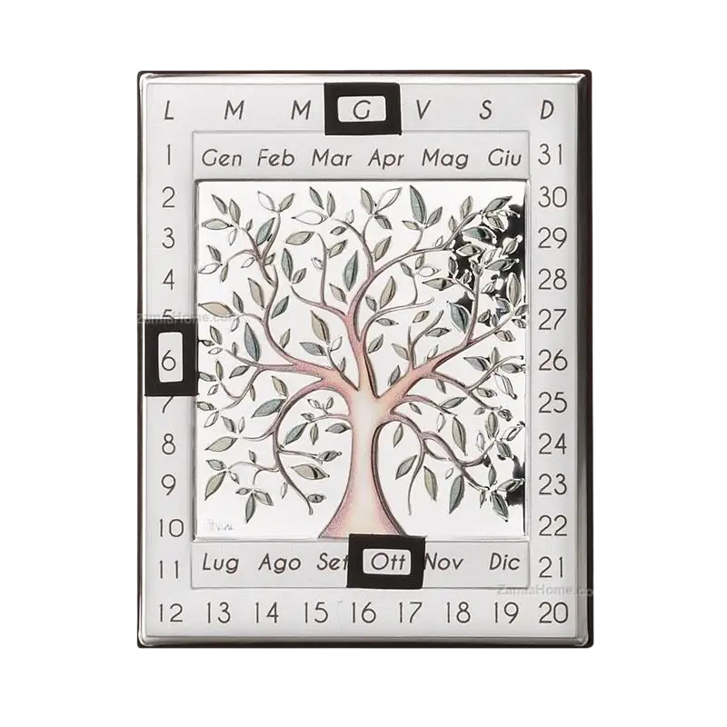 Calendario perpetuo in argento bilaminato Thilia con design ad albero