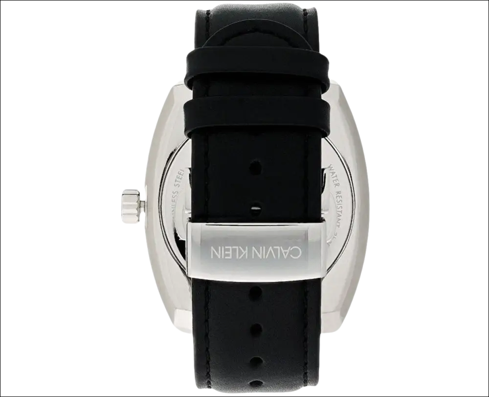 Orologio uomo Calvin Klein Achieve con cinturino in pelle nera e cassa in argento