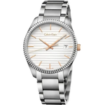 Orologio uomo CALVIN KLEIN Alliance con cinturino in acciaio inox e quadrante a righe bianche