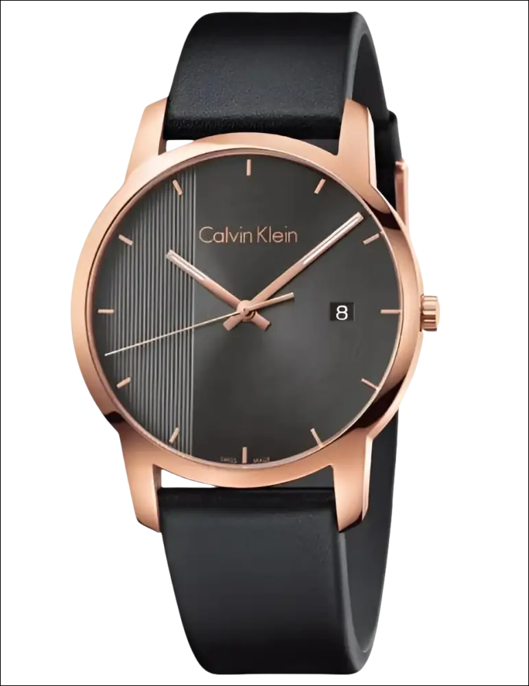 Orologio da uomo Calvin Klein City con cassa in oro rosa e nero e datario