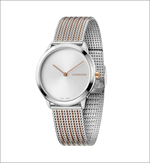 Orologio da polso donna in argento con cinturino a maglia e dettagli rose gold