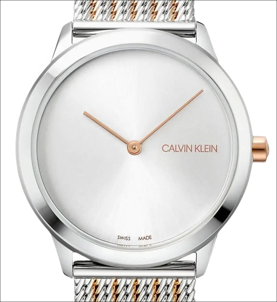 Orologio da polso donna CALVIN KLEIN Minimal con cassa in argento, quadrante bianco e bracciale a maglia bicolore