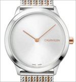 Orologio da polso donna CALVIN KLEIN Minimal con cassa in argento, quadrante bianco e bracciale a maglia bicolore