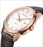 Orologio automatico Calvin Klein Infinite Uomo con cassa oro rosa, quadrante bianco e cinturino in pelle marrone