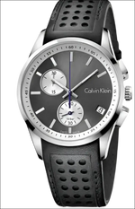 Orologio cronografo Calvin Klein Bold K5A371C3 da uomo con quadrante grigio scuro e cinturino in pelle perforata