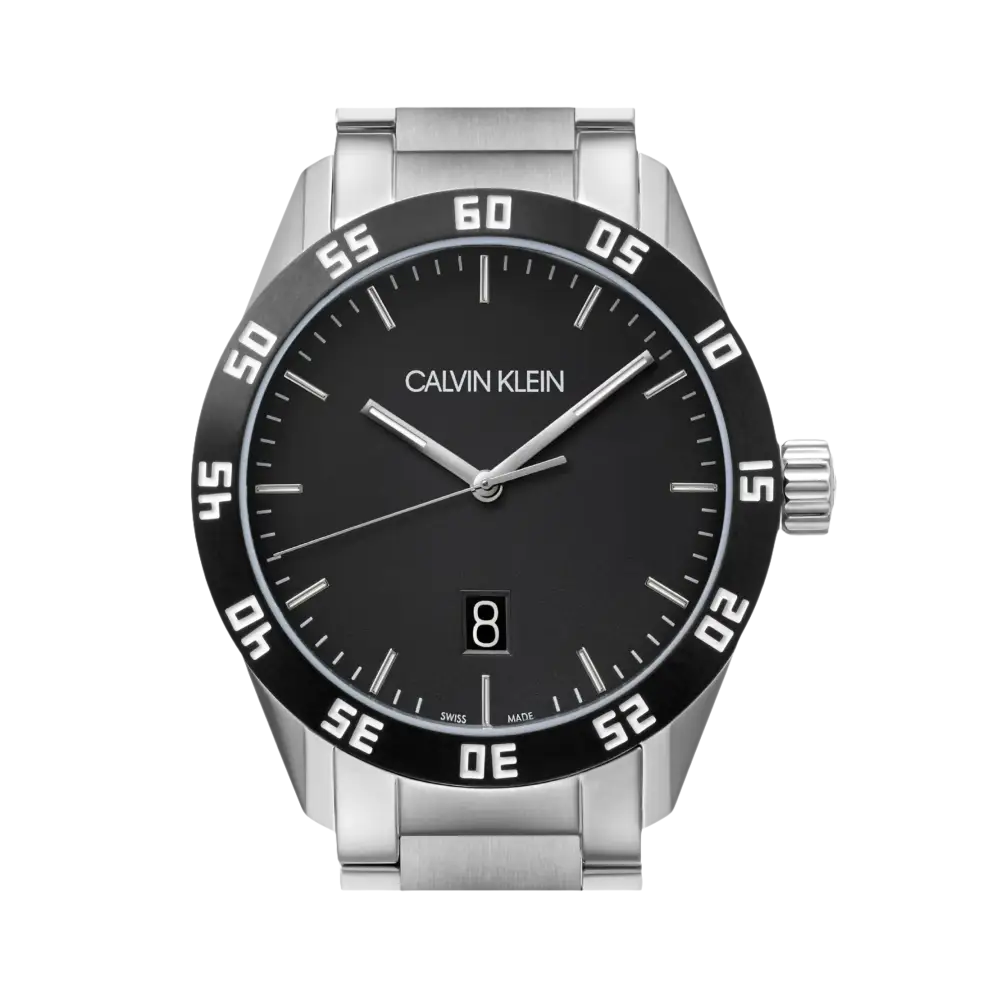 Orologio uomo CALVIN KLEIN Compete in acciaio inox argento con dial nero e bezel