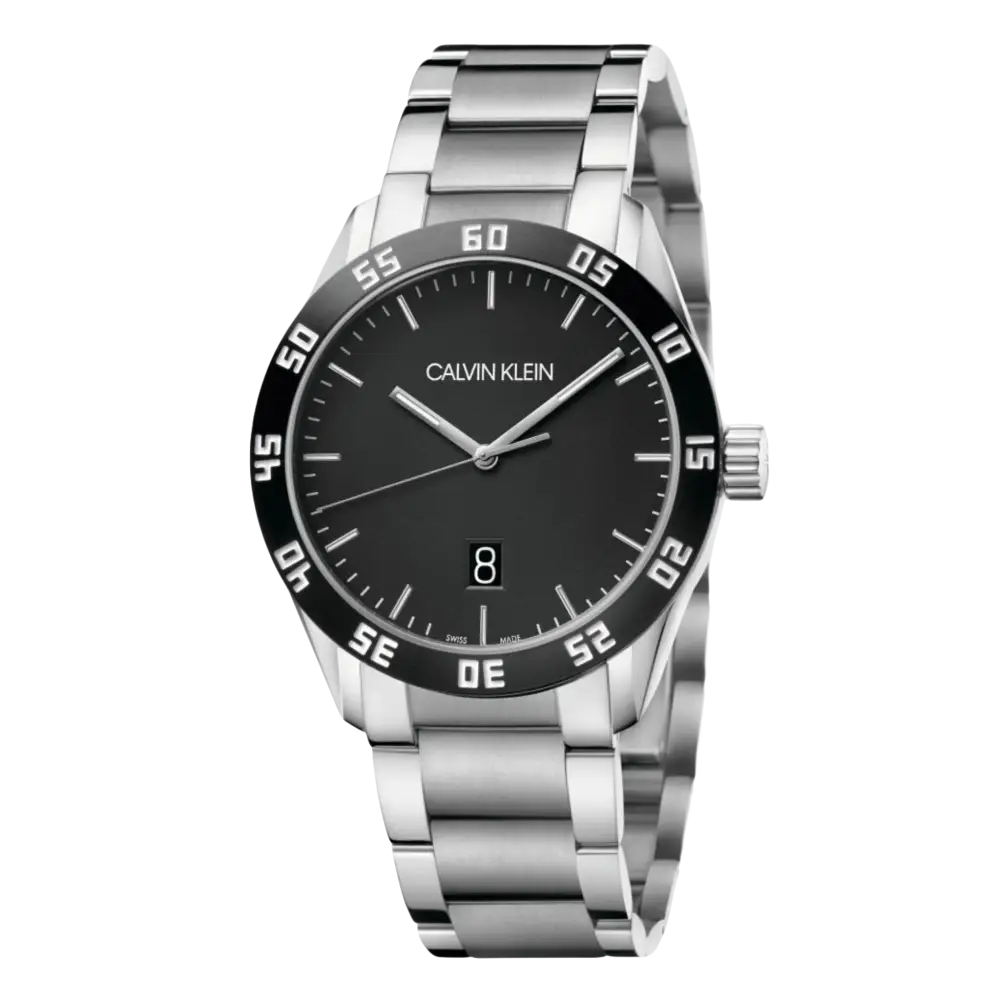 Orologio Uomo Calvin Klein Compete in acciaio inossidabile con quadrante nero e datario