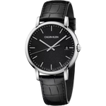 Orologio uomo CALVIN KLEIN con quadrante nero, cassa argento e cinturino in pelle alligatore