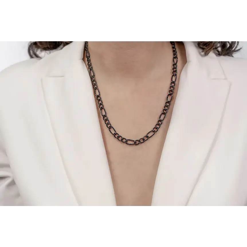 Catena argento, rutenio e zirconi neri WE ARE di COMETE UGL 765|bonini-gioielli