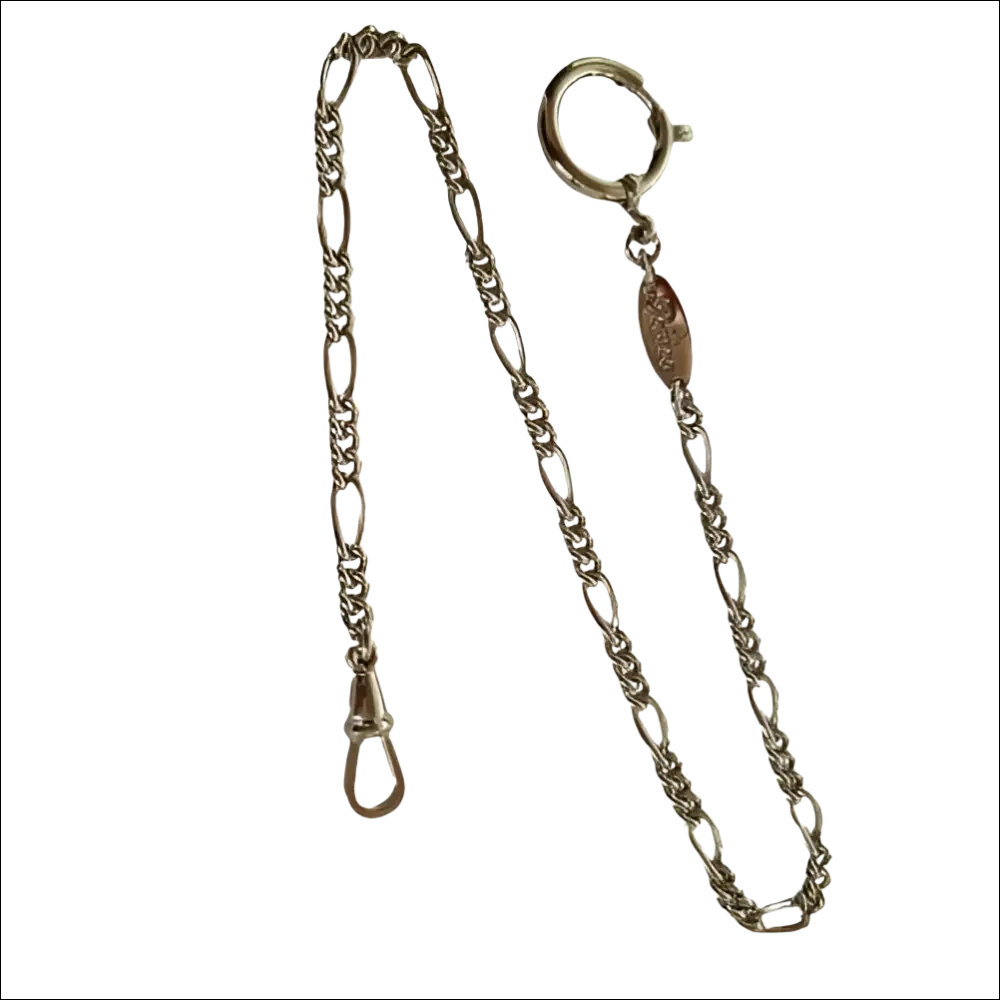 Catena per orologio da tasca Perseo in argento antico con targa incisa