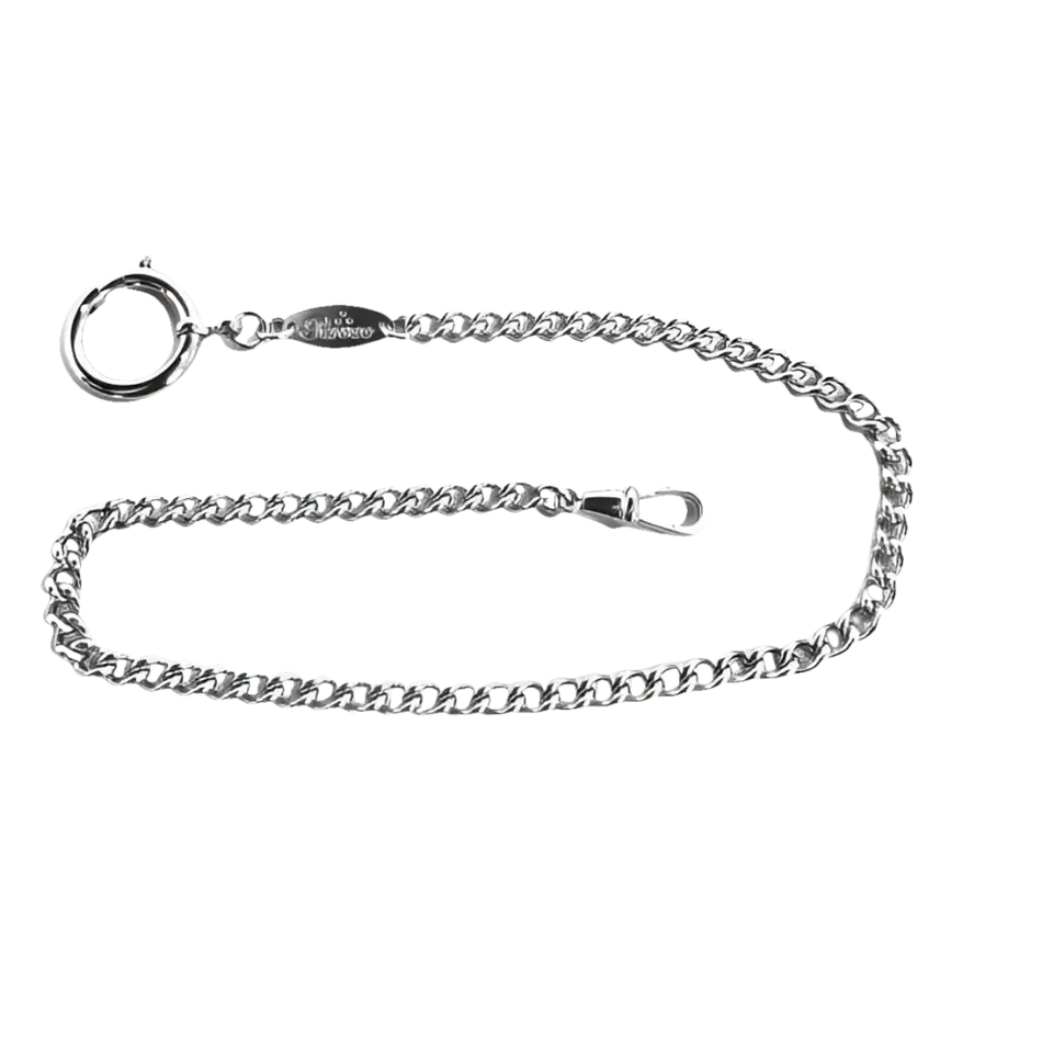 Catena per Orologio da Tasca Perseo in Metallo Bianco con catena argento e chiusure a molla