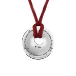 Ciondolo Bliss Argento Fil Rouge con Diamante, disco argentato con cordino rosso