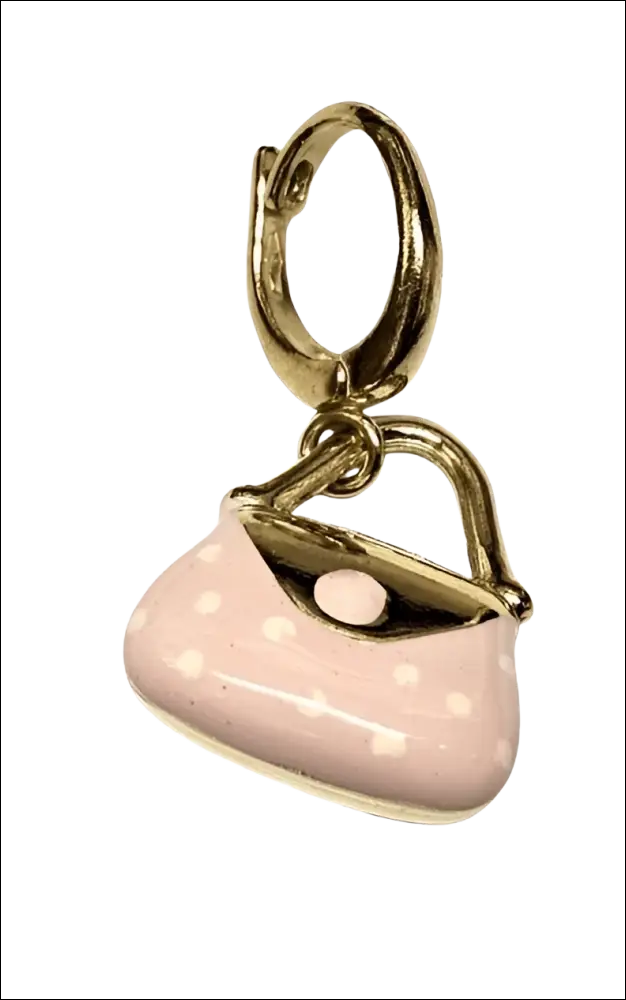 Ciondolo Borsetta Oro Giallo Smalto Rosa Pois rosa pois oro